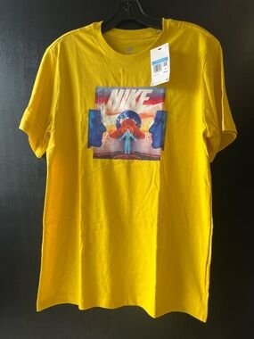 Nike Yellow Multicolor Graphic Logo Tee
